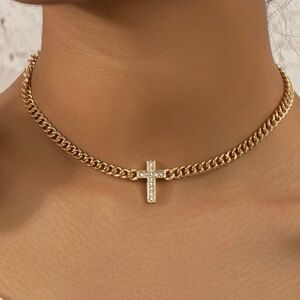Elegant Gold Plated Cross Pendant Necklace